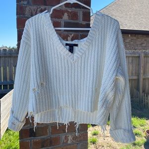 Distressed Cropped Sweater